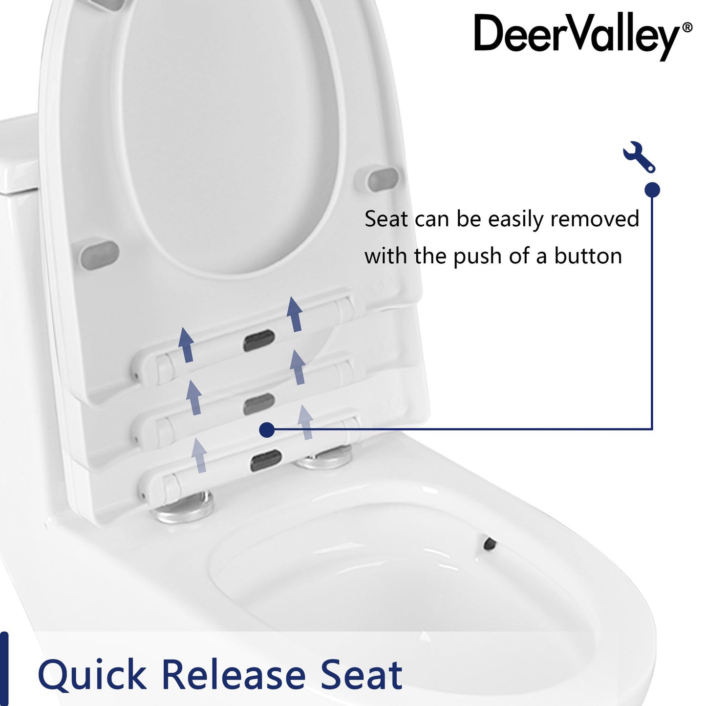 DeerValley Quite-Close Easy to Install White Plastic Polypropylene Toilet Seat (Fit with DV-1F0073)