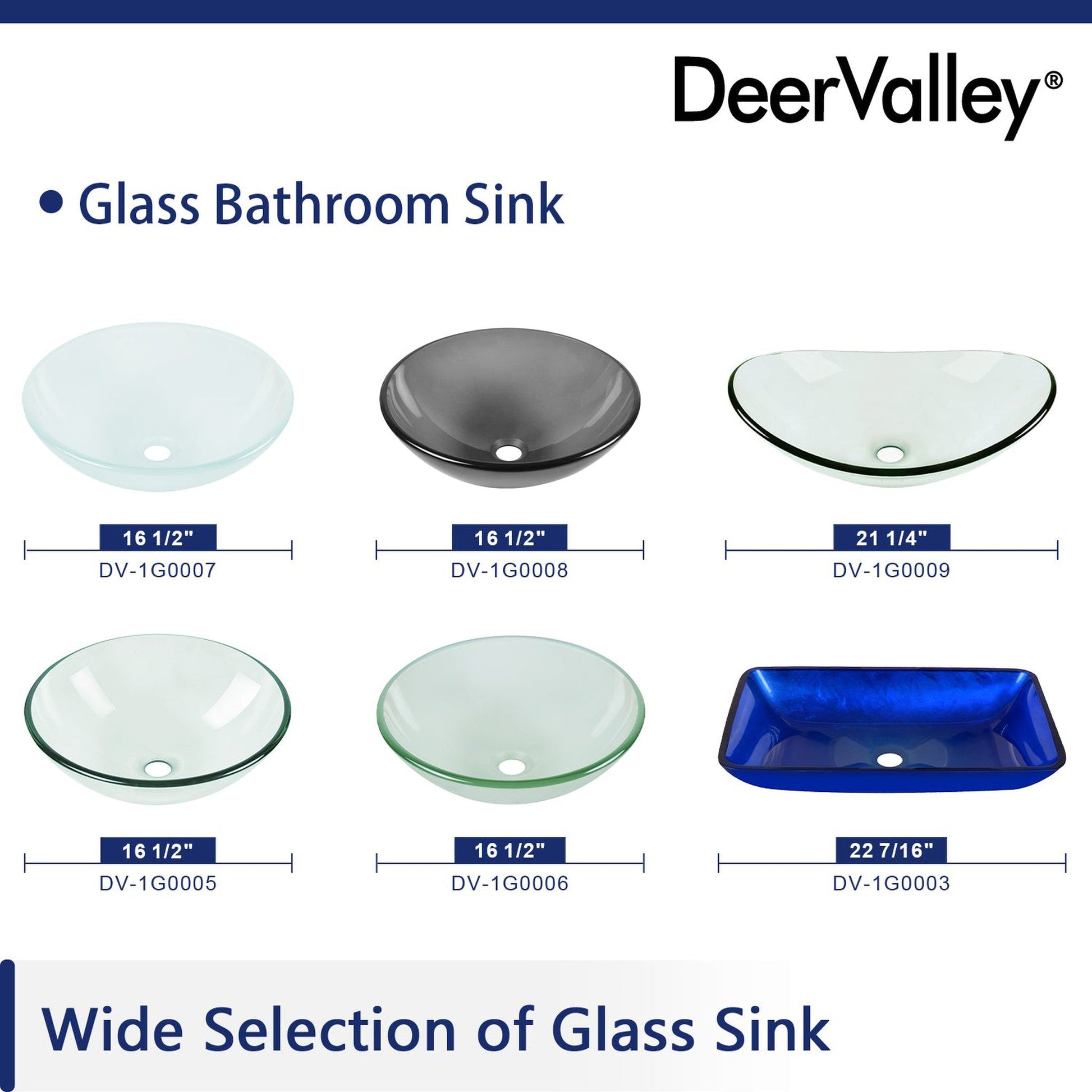 DeerValley Symmetry 17" Circular Clear Tempered Glass Bathroom Vessel Sink