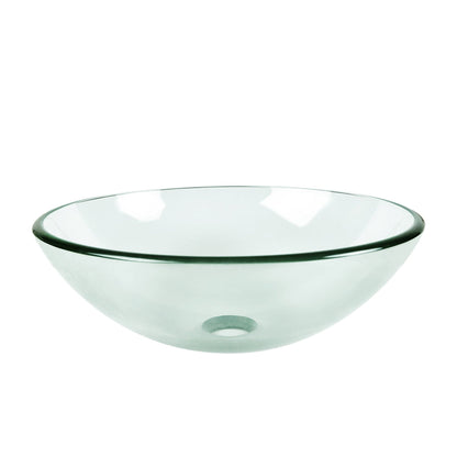 DeerValley Symmetry 17" Circular Clear Tempered Glass Bathroom Vessel Sink