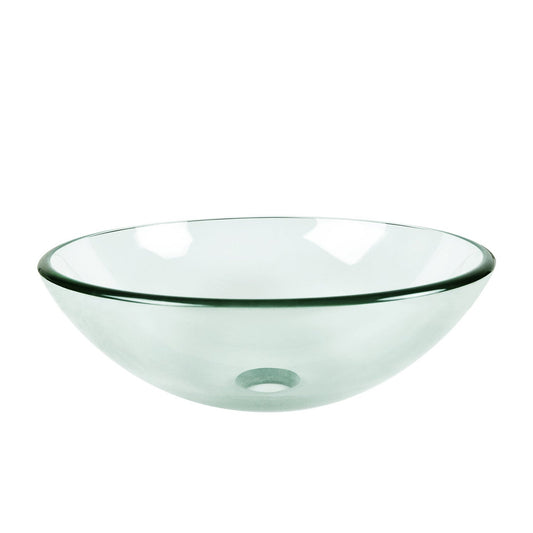 DeerValley Symmetry 17" Circular Clear Tempered Glass Bathroom Vessel Sink