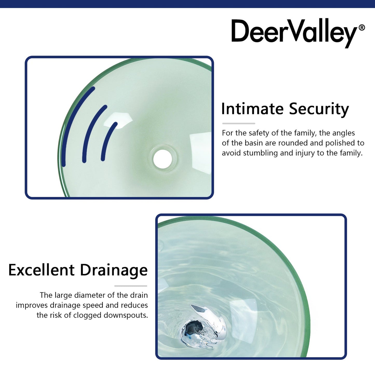 DeerValley Symmetry 17" Circular Frosted Tempered Glass Vessel Bathroom Sink