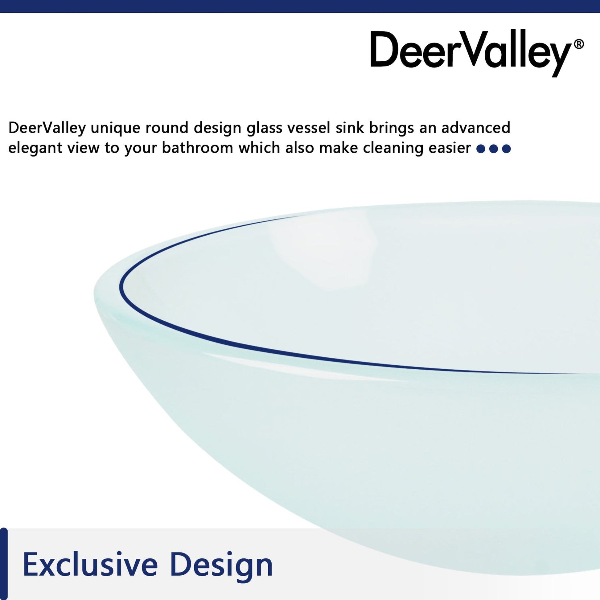 DeerValley Symmetry 17" Circular White Tempered Glass Bathroom Vessel Sink