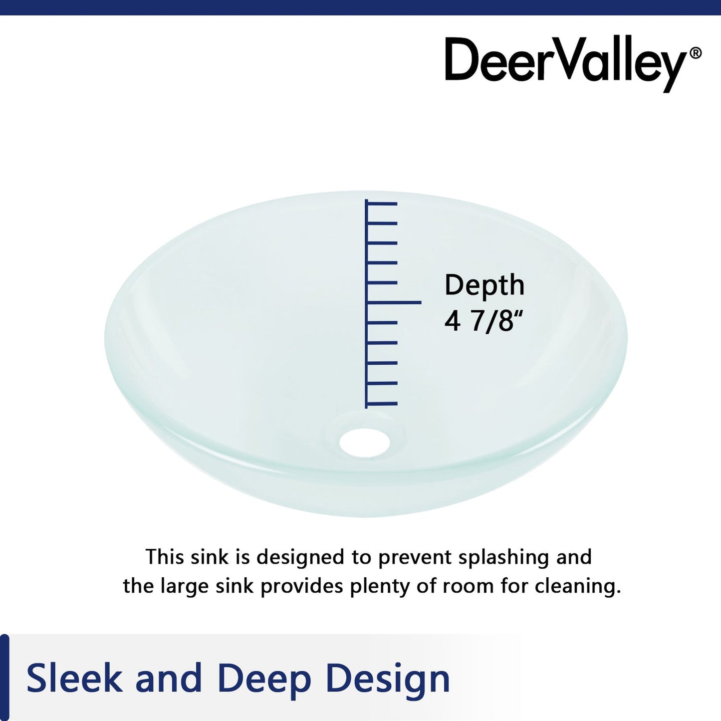 DeerValley Symmetry 17" Circular White Tempered Glass Bathroom Vessel Sink