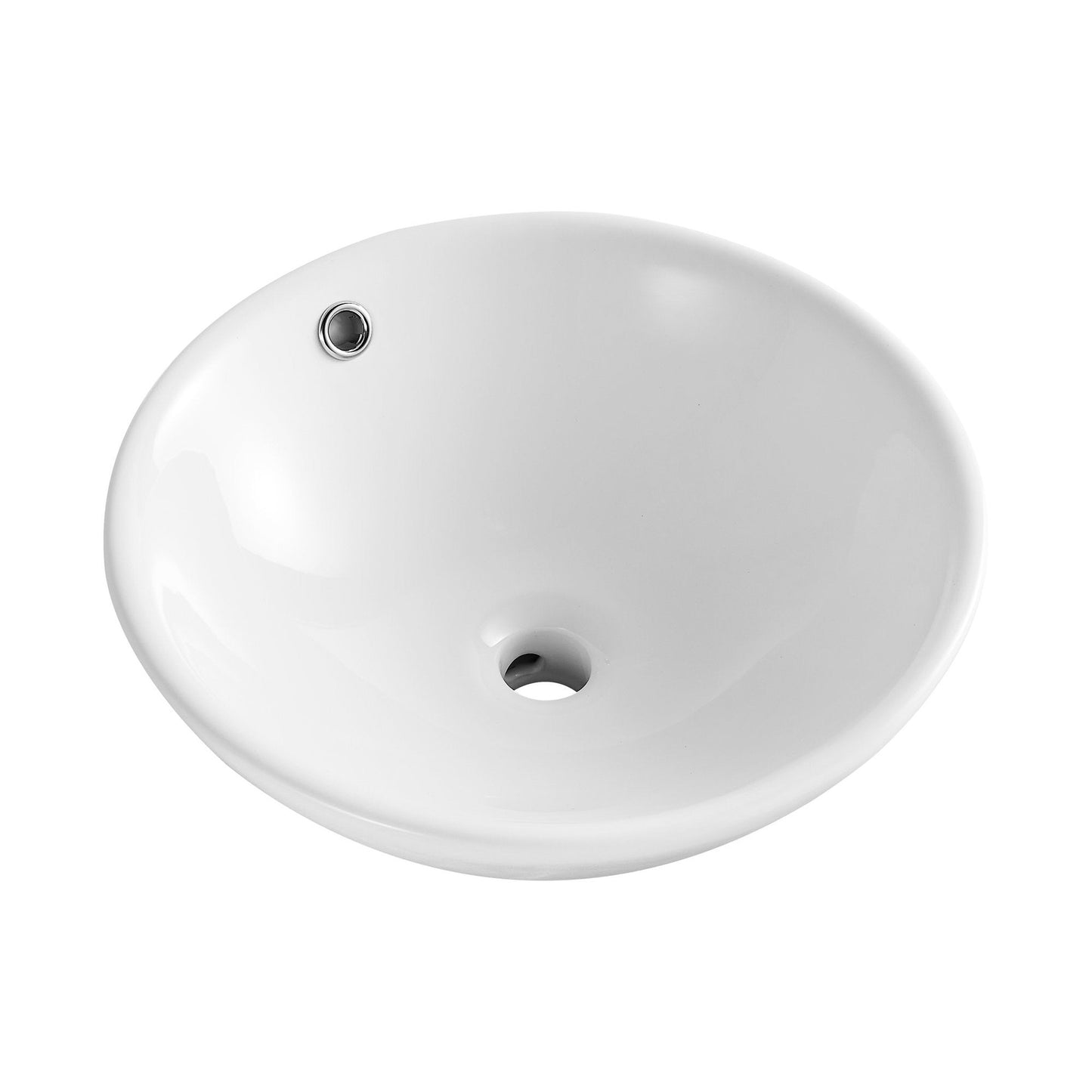 DeerValley Symmetry 17" Circular White Vessel Bathroom Sink With Overflow Hole