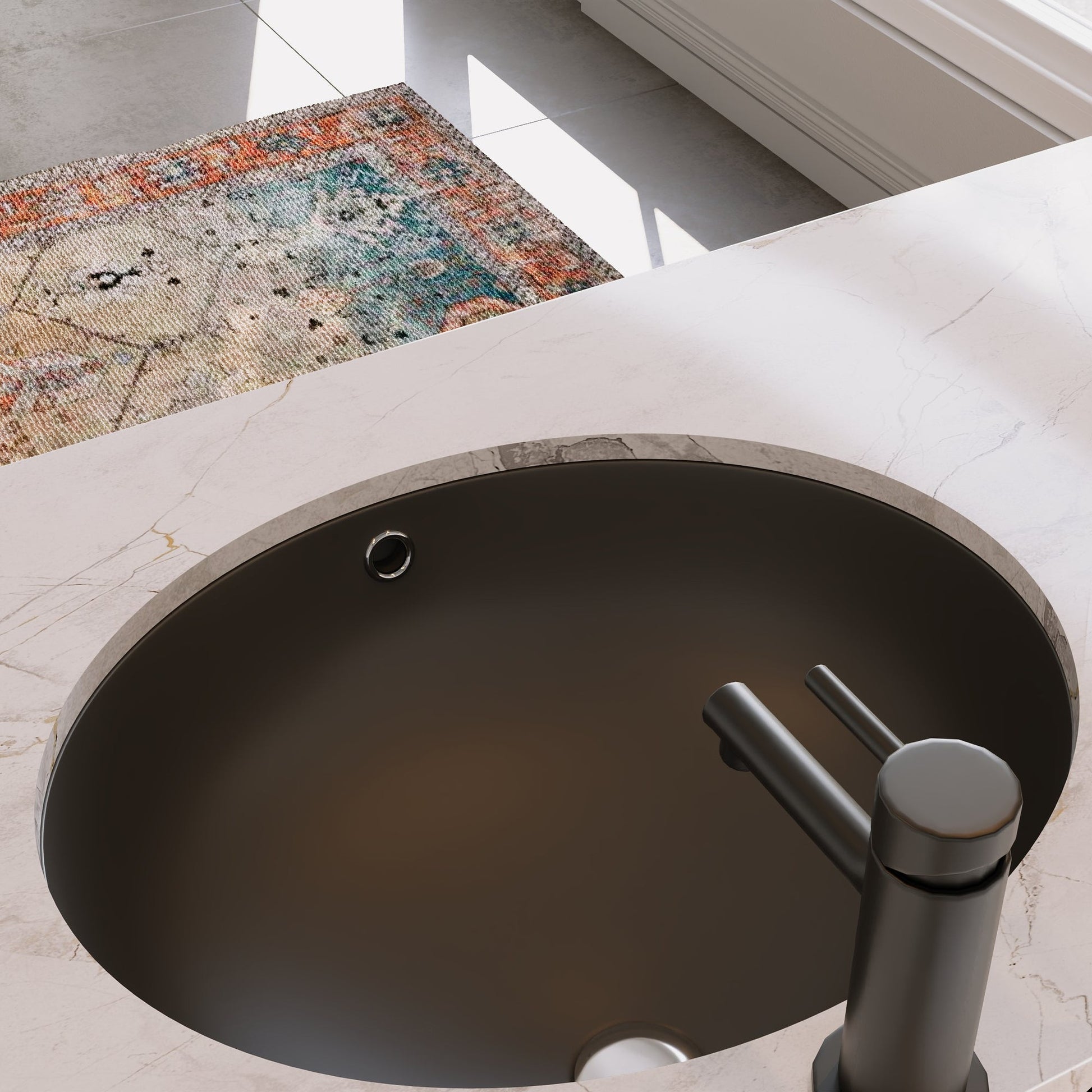 DeerValley Symmetry 18" Oval Black Undermount Bathroom Sink With Overflow Hole
