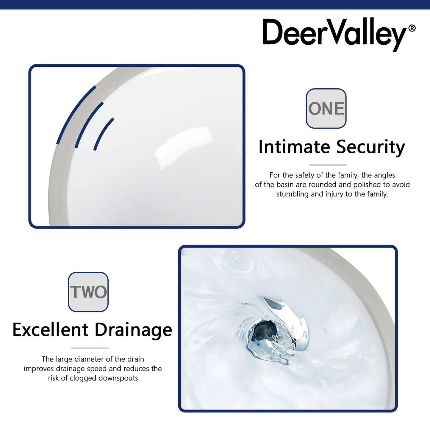 DeerValley Symmetry 18" Oval Bone Undermount Bathroom Sink With Overflow Hole