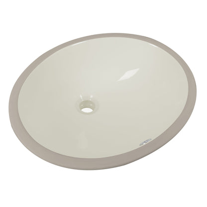 DeerValley Symmetry 18" Oval Bone Undermount Bathroom Sink With Overflow Hole