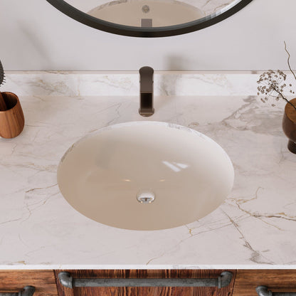 DeerValley Symmetry 18" Oval Bone Undermount Bathroom Sink With Overflow Hole