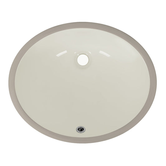 DeerValley Symmetry 18" Oval Bone Undermount Bathroom Sink With Overflow Hole