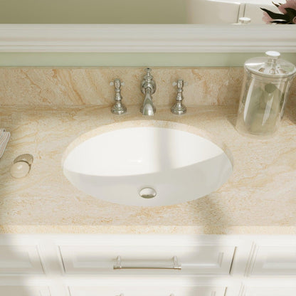 DeerValley Symmetry 18" x 15" Oval White Undermount Bathroom Sink With Overflow Hole