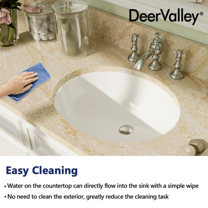 DeerValley Symmetry 18" x 15" Oval White Undermount Bathroom Sink With Overflow Hole