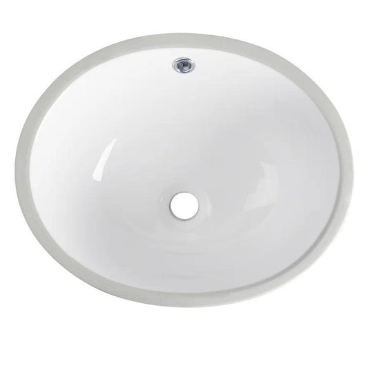 DeerValley Symmetry 18" x 15" Oval White Undermount Bathroom Sink With Overflow Hole