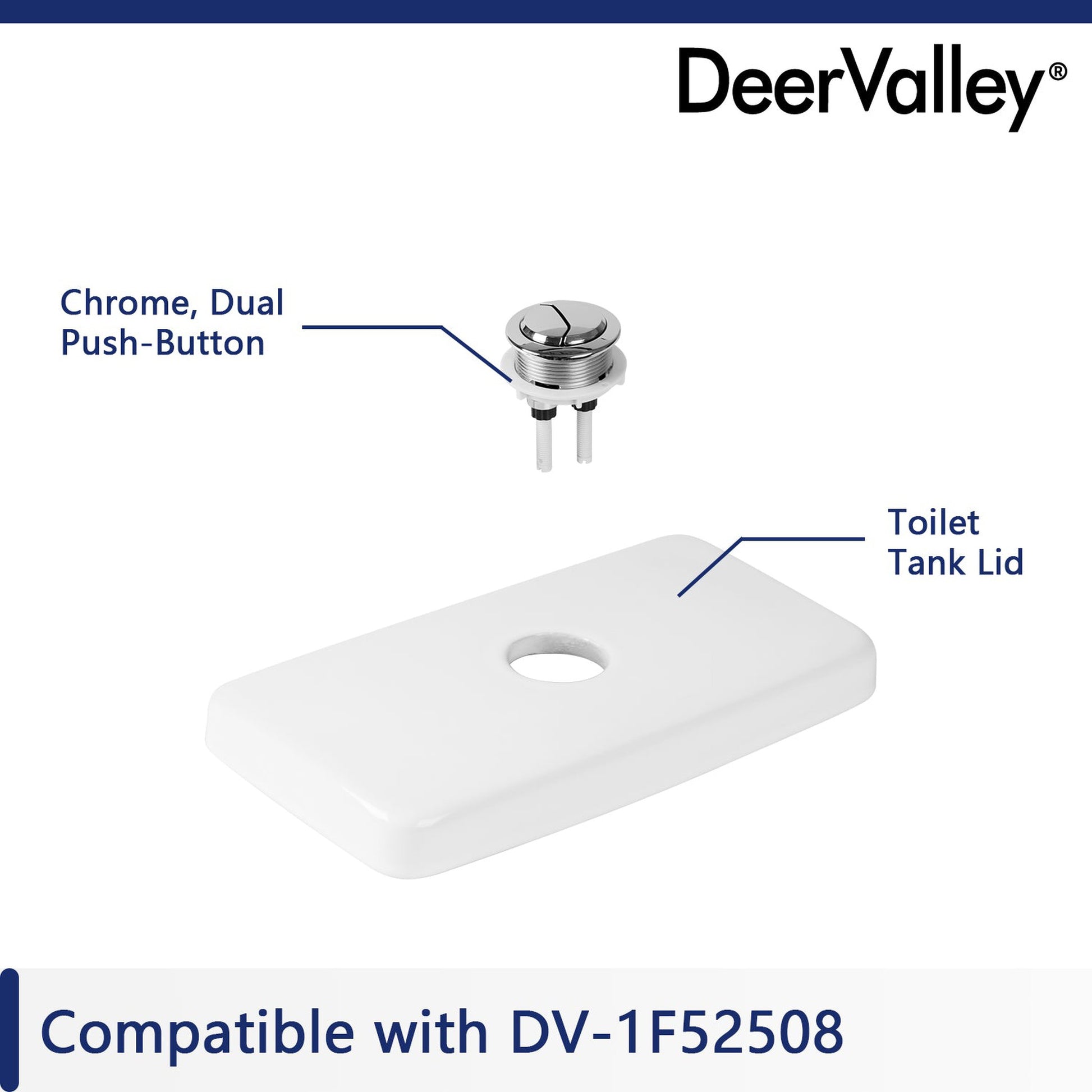 DeerValley Tank Lid (Not with a flush button, compatible with DV-1F52508)