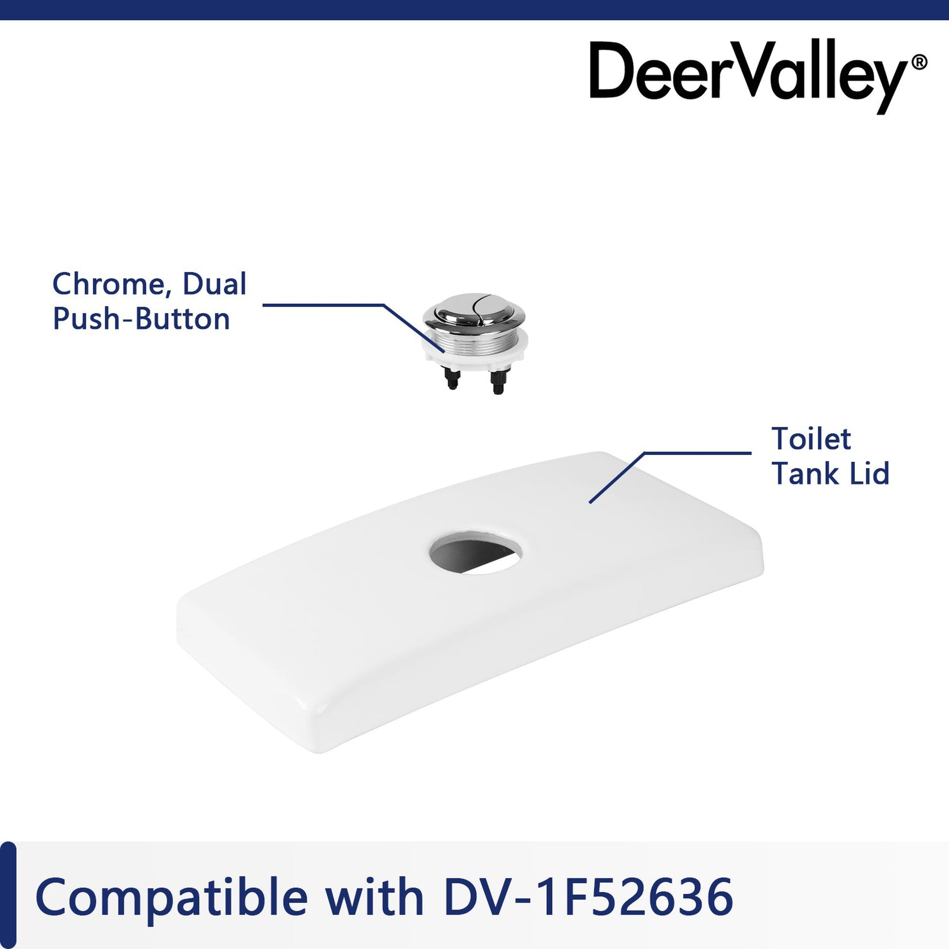 DeerValley Tank Lid (Not with a flush button, compatible with DV-1F52636)