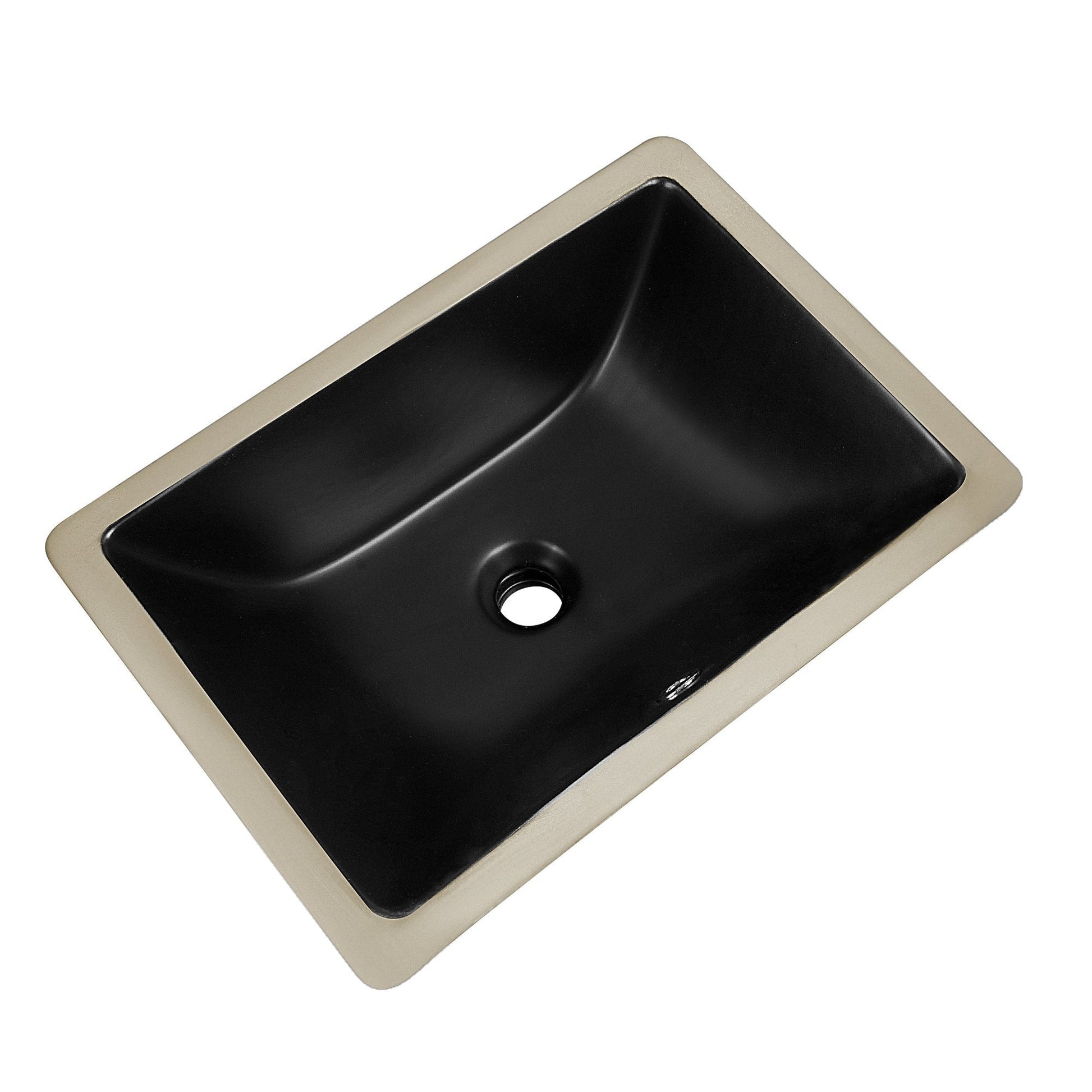 DeerValley Ursa 18" x 13" Rectangular Black Undermount Bathroom Sink With Overflow Hole