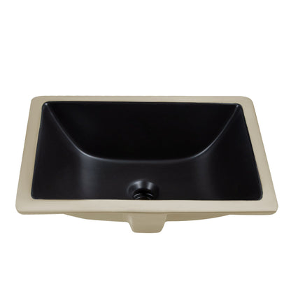 DeerValley Ursa 18" x 13" Rectangular Black Undermount Bathroom Sink With Overflow Hole