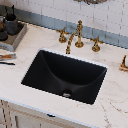 DeerValley Ursa 18" x 13" Rectangular Black Undermount Bathroom Sink With Overflow Hole