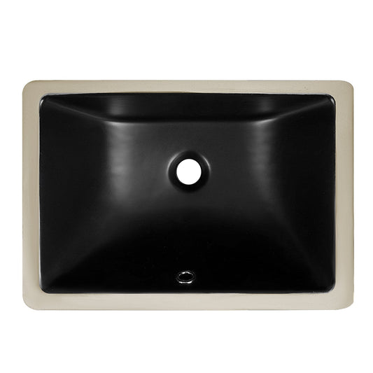 DeerValley Ursa 18" x 13" Rectangular Black Undermount Bathroom Sink With Overflow Hole