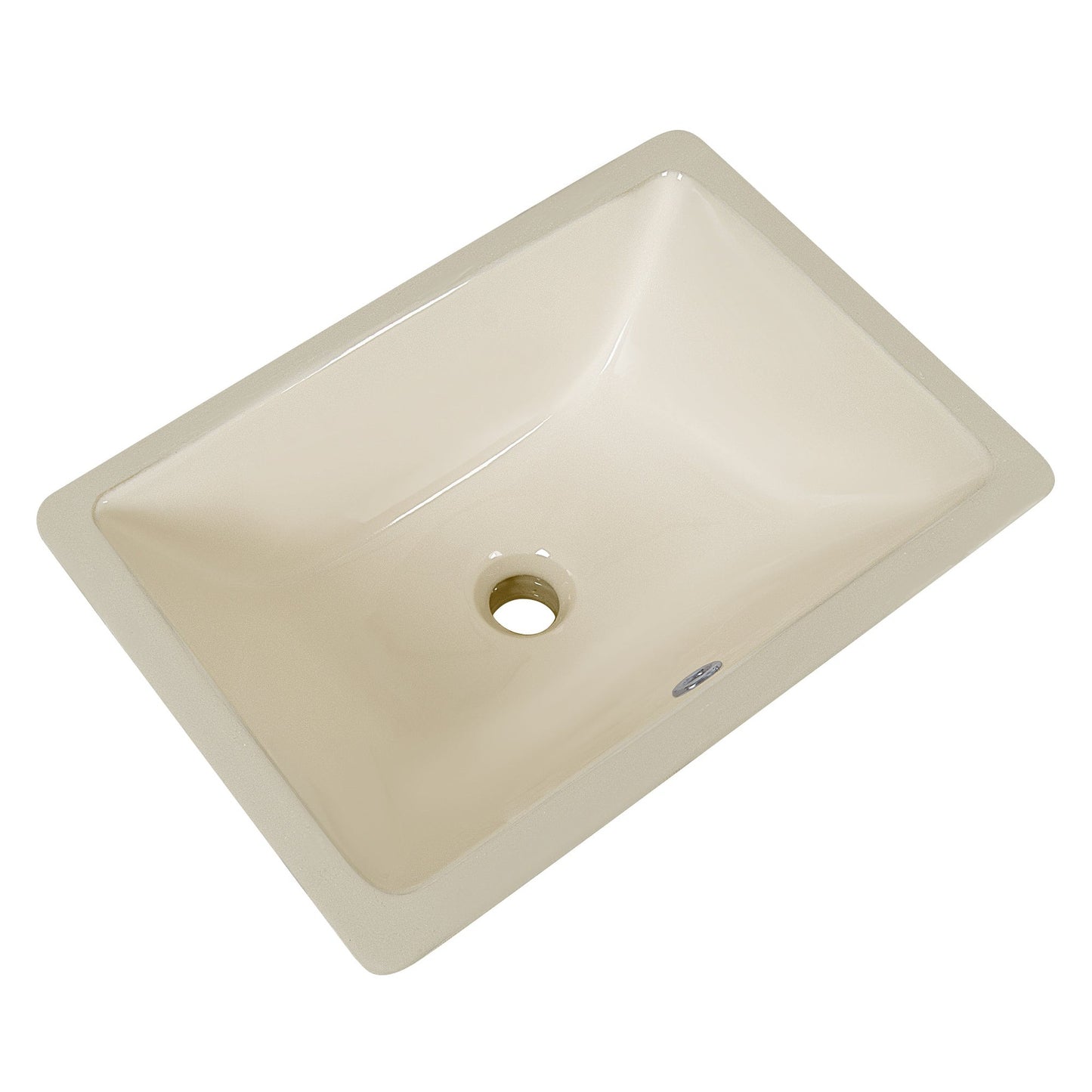 DeerValley Ursa 18" x 13" Rectangular Bone Undermount Bathroom Sink With Overflow Hole