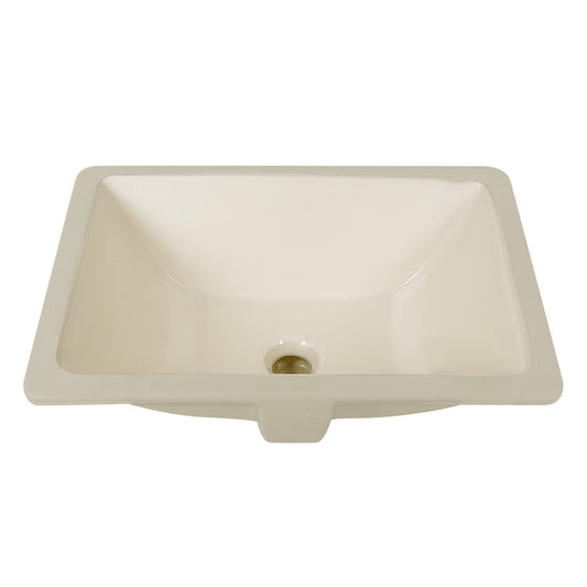 DeerValley Ursa 18" x 13" Rectangular Bone Undermount Bathroom Sink With Overflow Hole