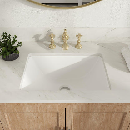 DeerValley Ursa 18" x 13" Rectangular White Undermount Bathroom Sink With Overflow Hole