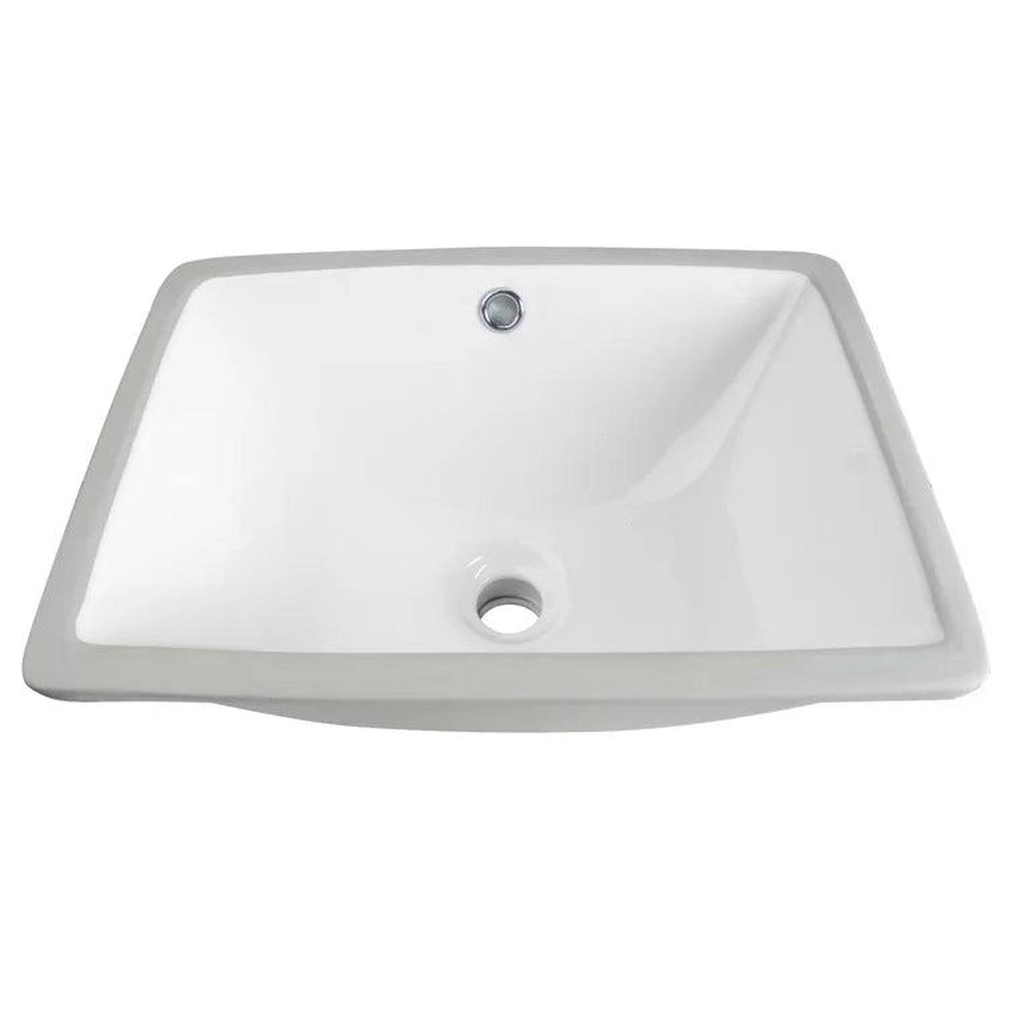 DeerValley Ursa 18" x 13" Rectangular White Undermount Bathroom Sink With Overflow Hole