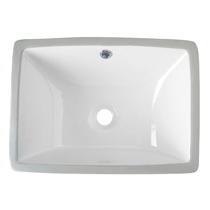 DeerValley Ursa 18" x 13" Rectangular White Undermount Bathroom Sink With Overflow Hole