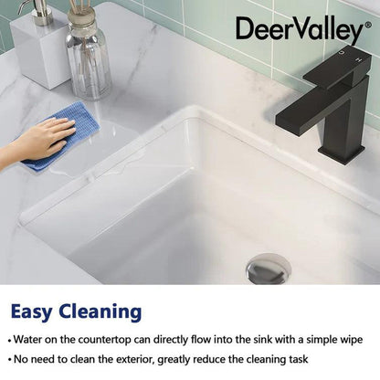 DeerValley Ursa 21" x 15" Rectangular White Undermount Bathroom Sink With Overflow Hole