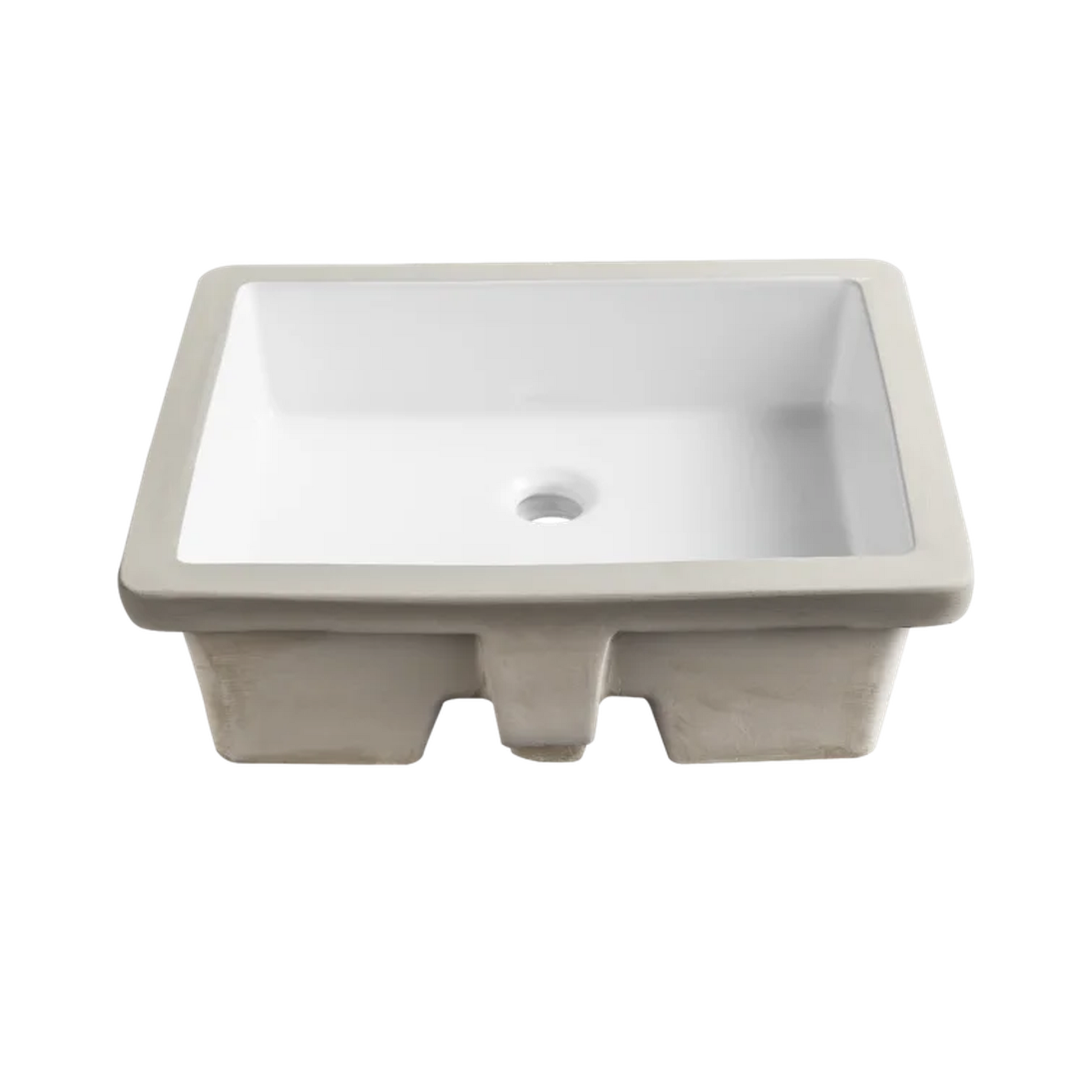 DeerValley Ursa 21" x 15" Rectangular White Undermount Bathroom Sink With Overflow Hole