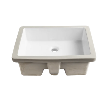 DeerValley Ursa 21" x 15" Rectangular White Undermount Bathroom Sink With Overflow Hole