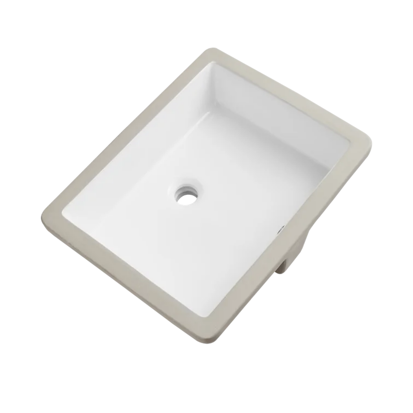 DeerValley Ursa 21" x 15" Rectangular White Undermount Bathroom Sink With Overflow Hole