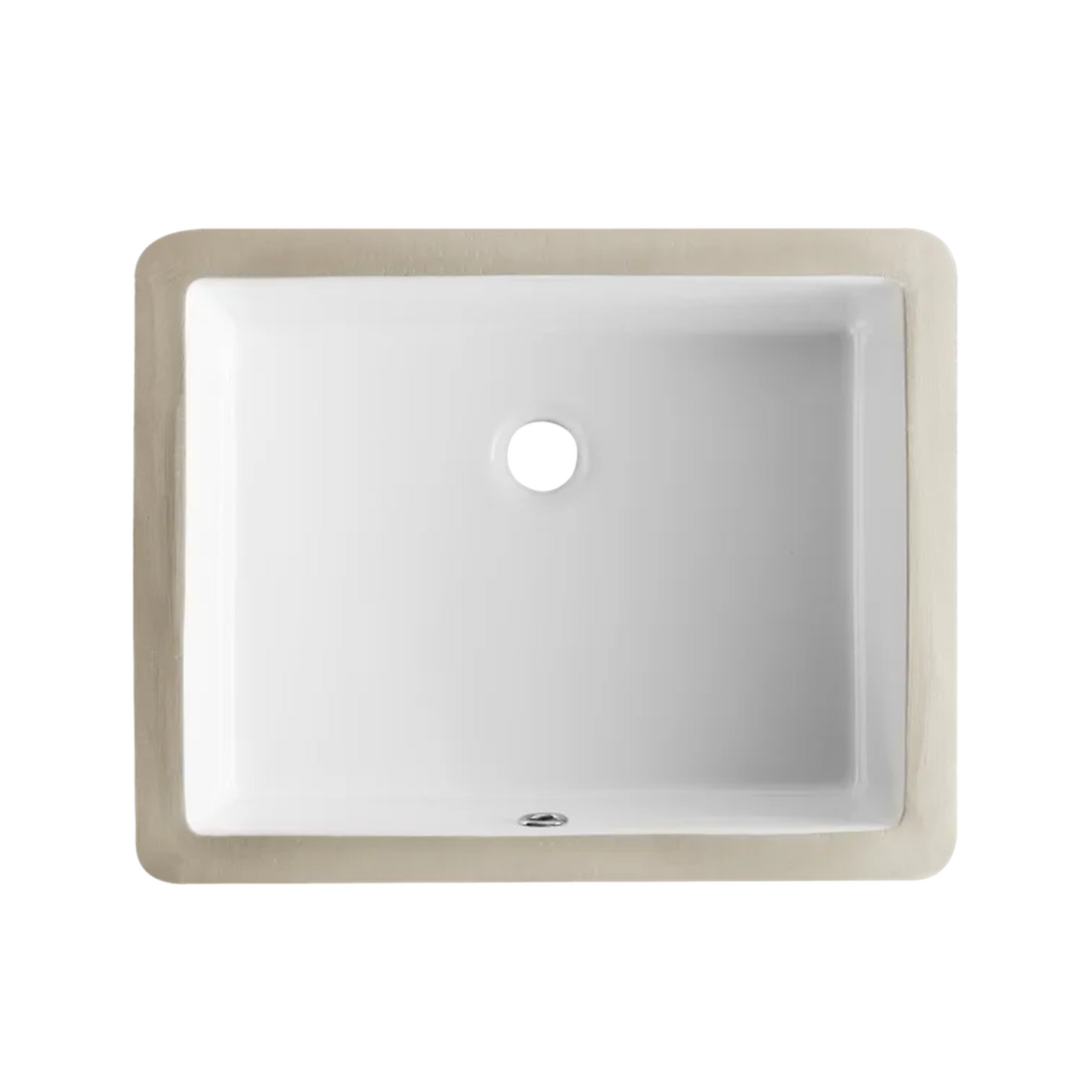 DeerValley Ursa 21" x 15" Rectangular White Undermount Bathroom Sink With Overflow Hole