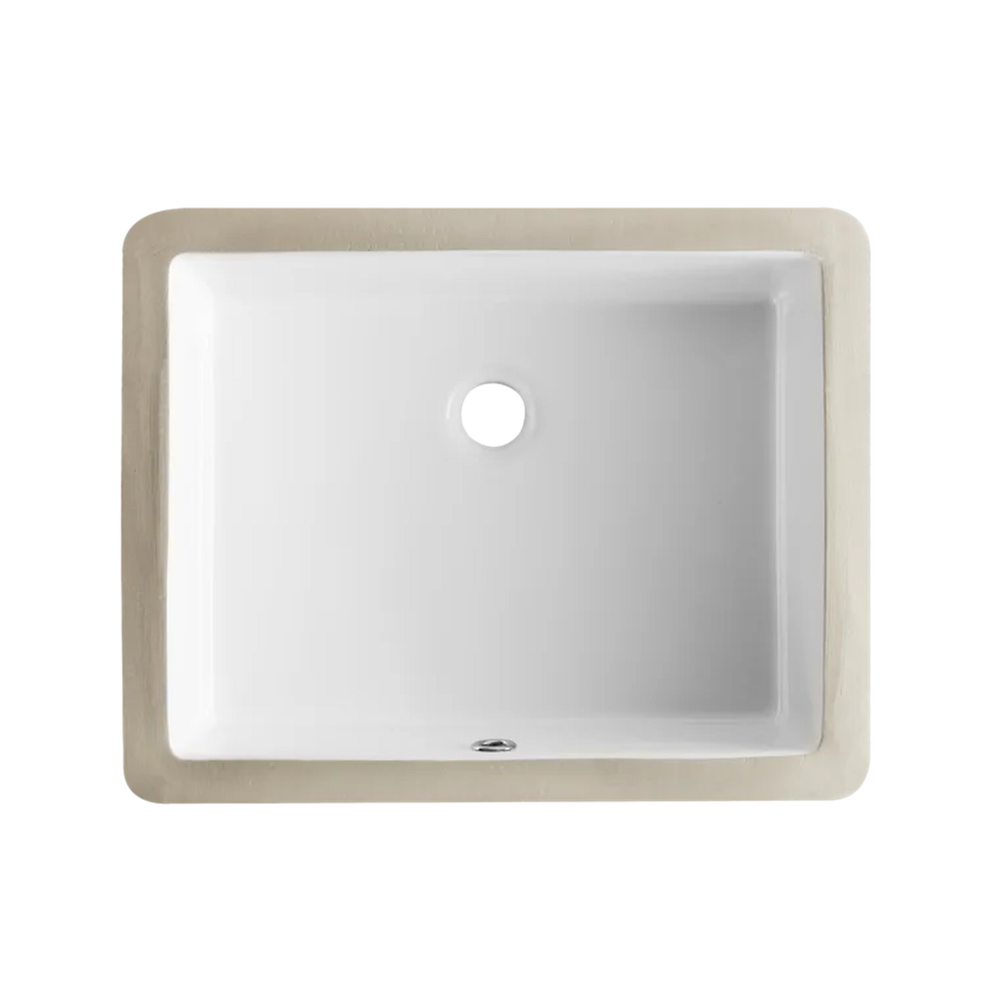 DeerValley Ursa 21" x 15" Rectangular White Undermount Bathroom Sink With Overflow Hole