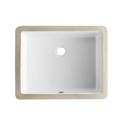 DeerValley Ursa 21" x 15" Rectangular White Undermount Bathroom Sink With Overflow Hole