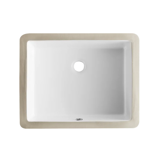 DeerValley Ursa 21" x 15" Rectangular White Undermount Bathroom Sink With Overflow Hole