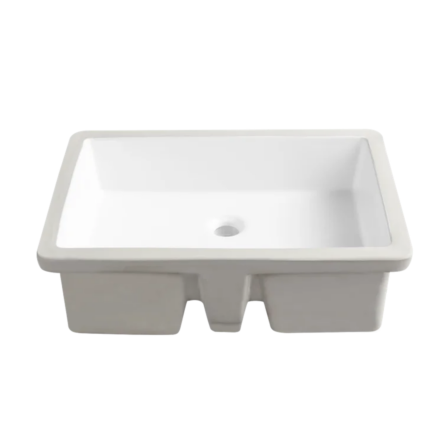 DeerValley Ursa 22" x 16" Rectangular White Undermount Bathroom Sink With Overflow Hole