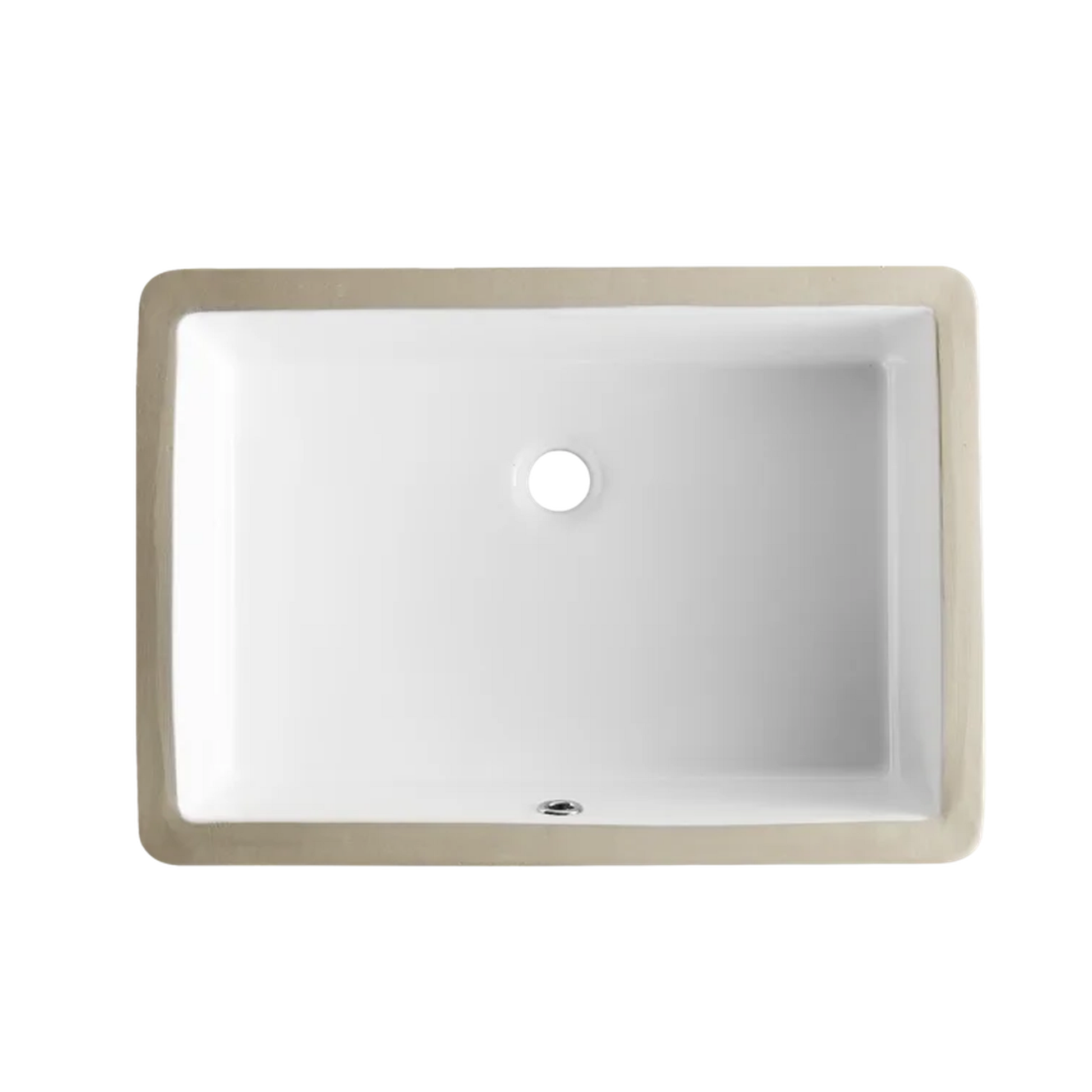 DeerValley Ursa 22" x 16" Rectangular White Undermount Bathroom Sink With Overflow Hole