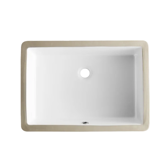 DeerValley Ursa 22" x 16" Rectangular White Undermount Bathroom Sink With Overflow Hole