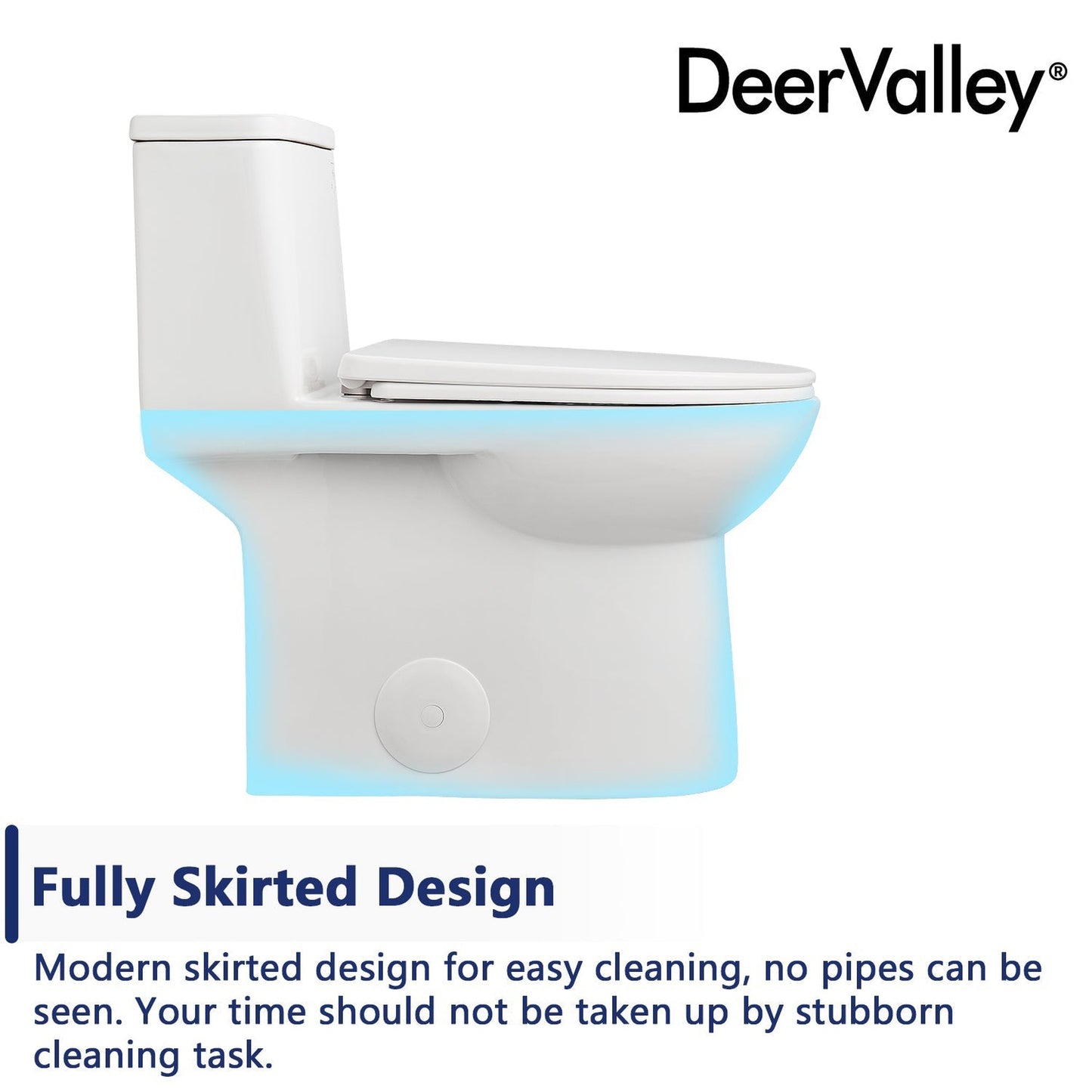 DeerValley Ursa DV-1F52677B Dual-Flush Full-Size Elongated Black One-Piece Toilet
