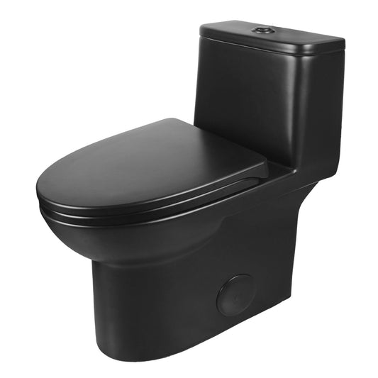 DeerValley Ursa DV-1F52677B Dual-Flush Full-Size Elongated Black One-Piece Toilet