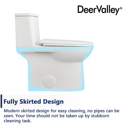 DeerValley Ursa Dual-Flush Full-Size Elongated White One-Piece Toilet With Soft Closing Seat