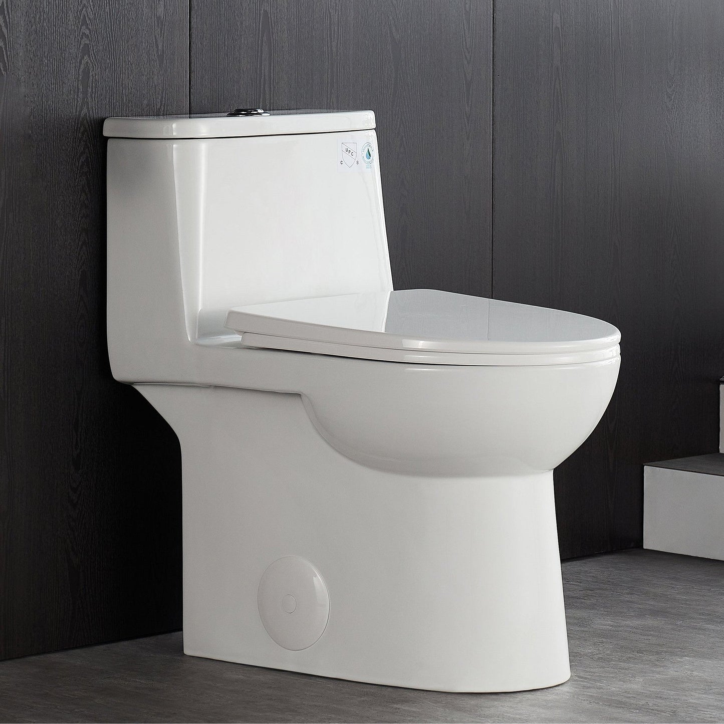 DeerValley Ursa Dual-Flush Full-Size Elongated White One-Piece Toilet With Soft Closing Seat