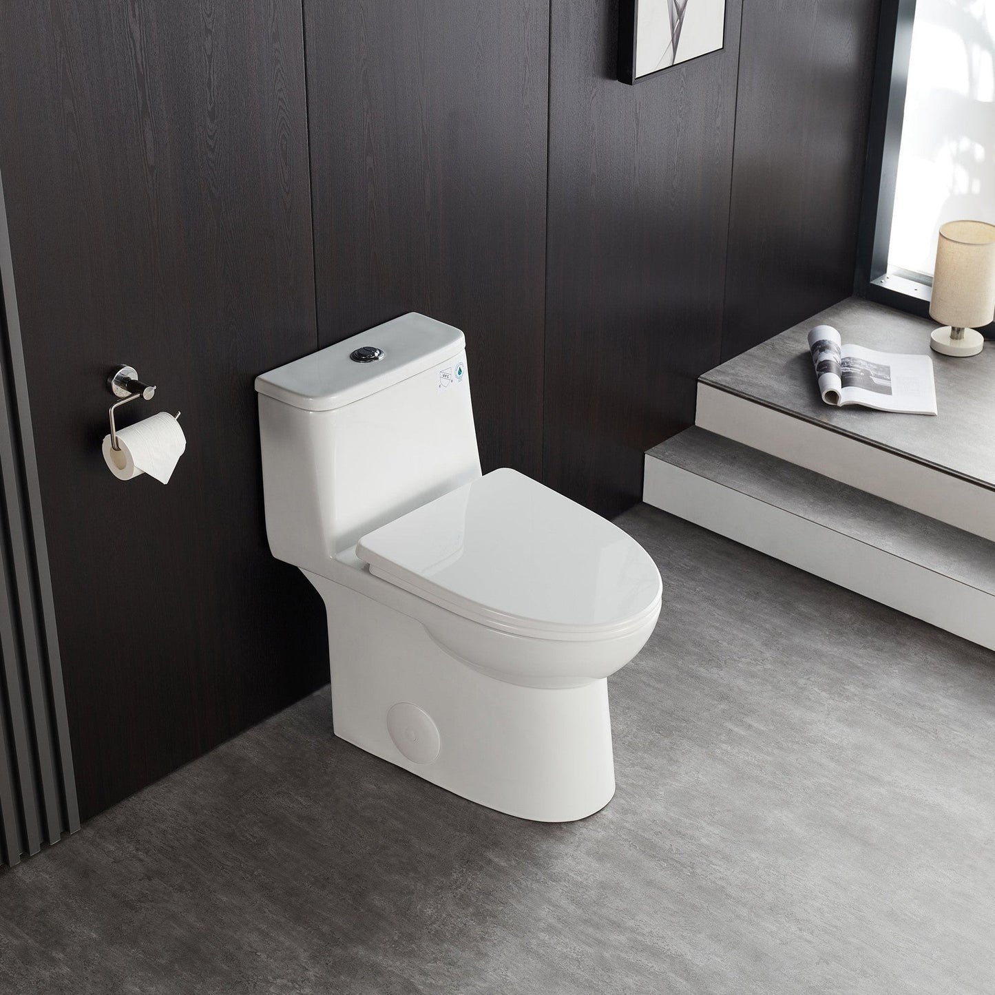 DeerValley Ursa Dual-Flush Full-Size Elongated White One-Piece Toilet With Soft Closing Seat