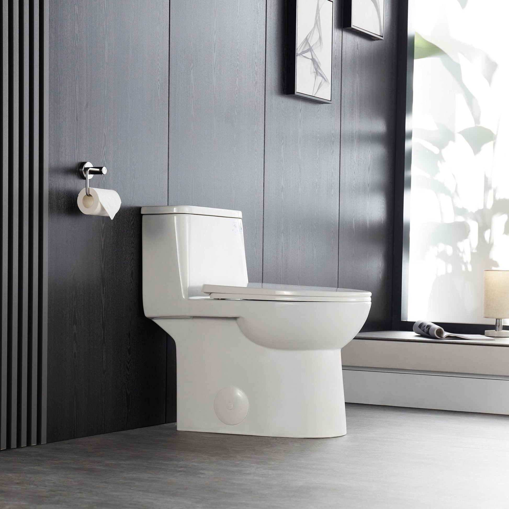 DeerValley Ursa Dual-Flush Full-Size Elongated White One-Piece Toilet With Soft Closing Seat