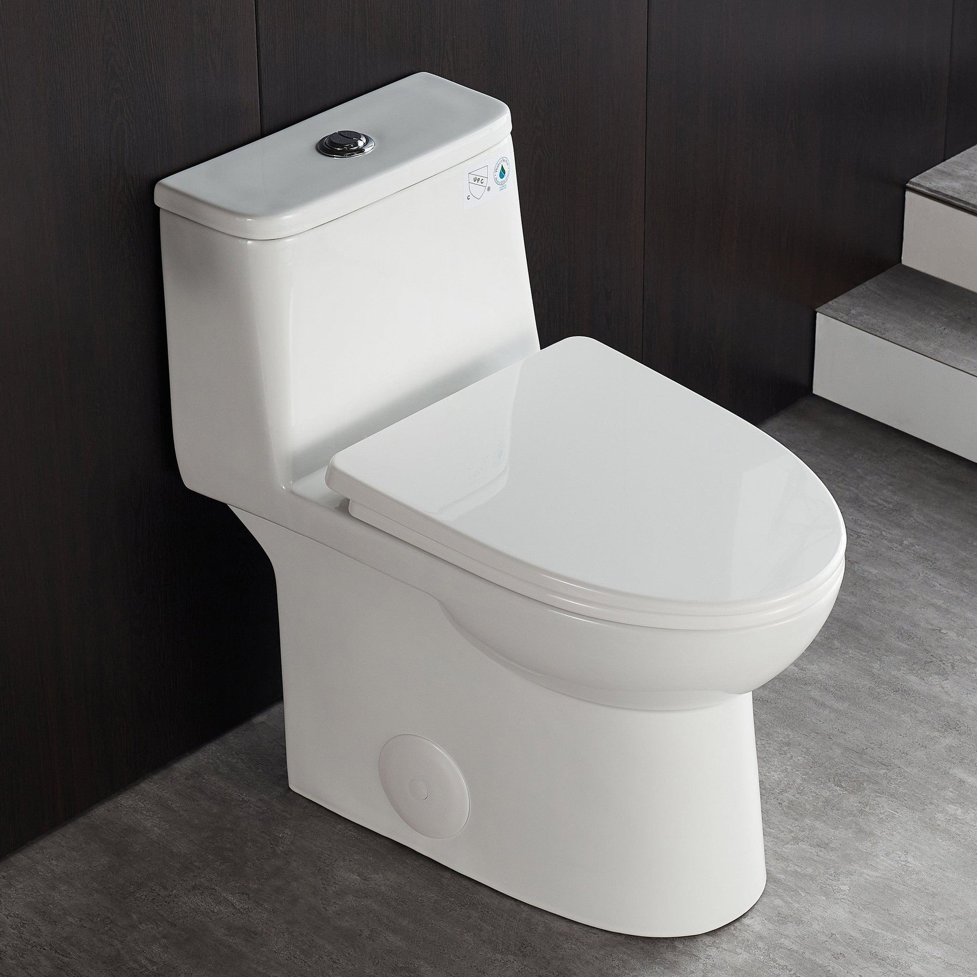 DeerValley Ursa Dual-Flush Full-Size Elongated White One-Piece Toilet With Soft Closing Seat