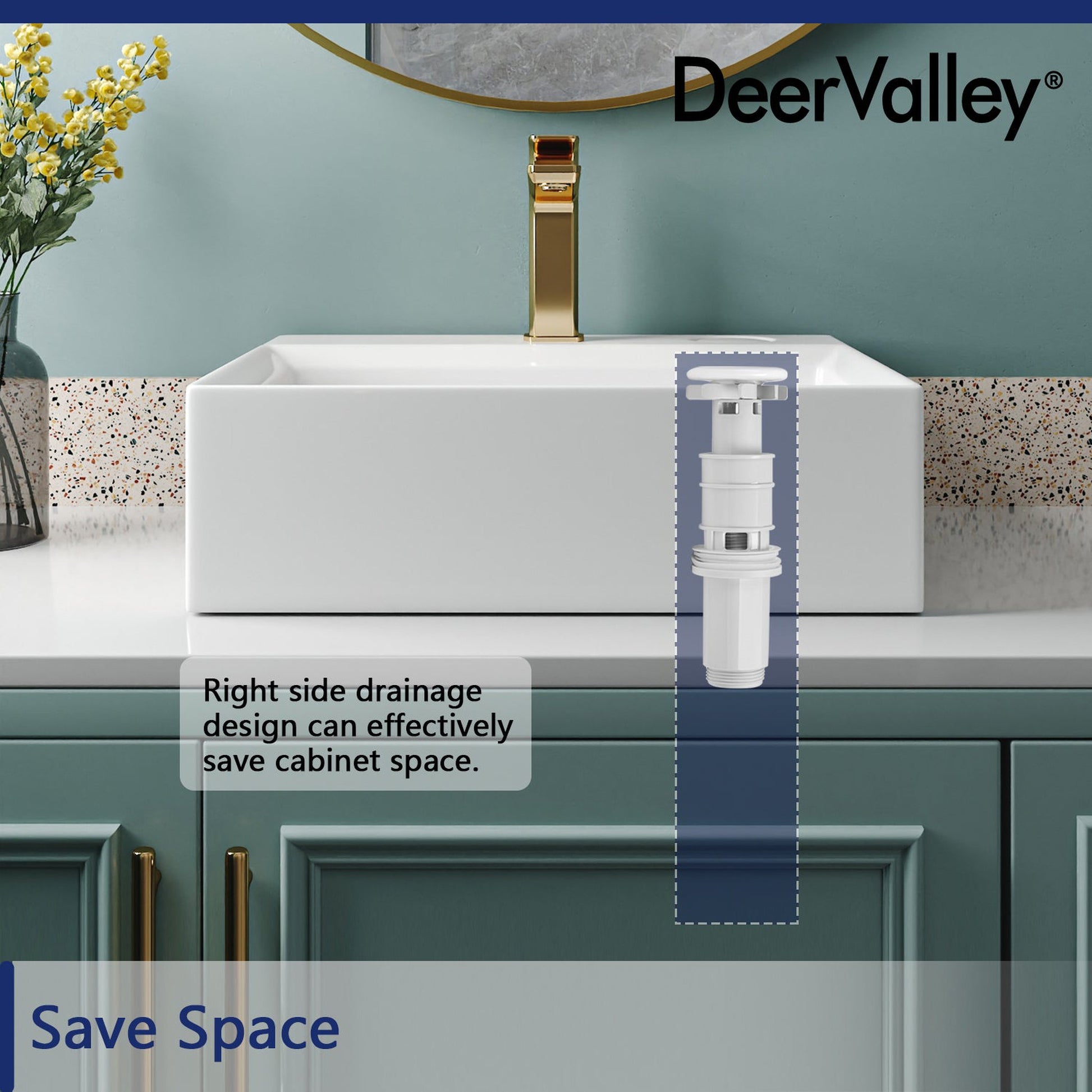 DeerValley White Pop-Up Bathroom Sink Drain (Fit with DV-1V0064)