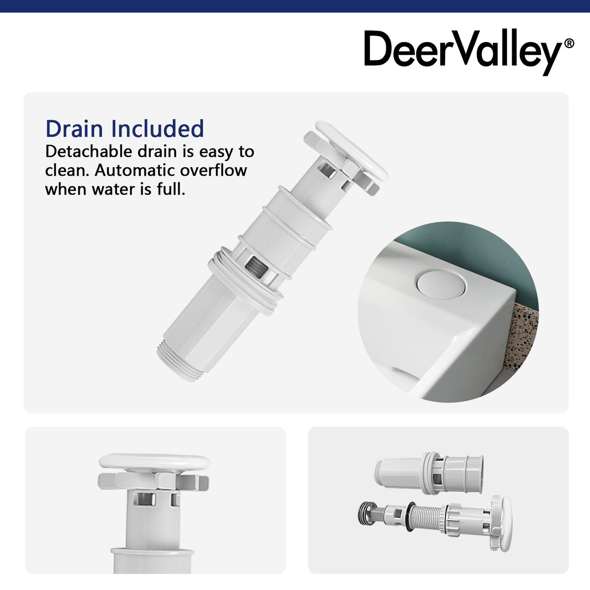 DeerValley White Pop-Up Bathroom Sink Drain (Fit with DV-1V0064)