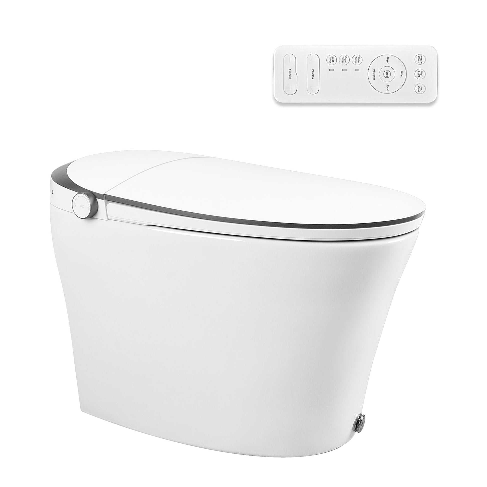 DeerValley White Smart Bidet Toilet Heated Seat With Quiet-Closed, Sensor Auto, Warm Wash, Night Light, Foot Kick & Blackout Flush