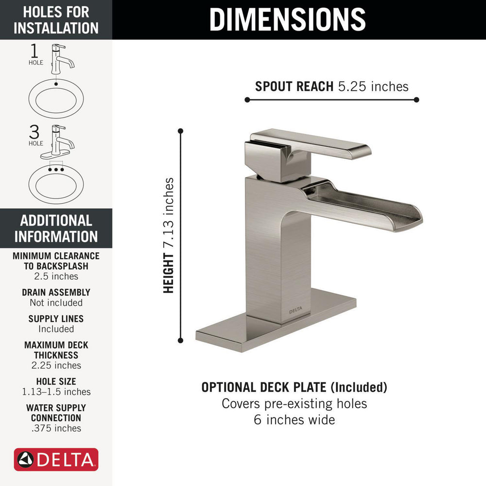 Delta Ara® 568LF-SSLPU Single Handle Channel Stainless Steel Faucet