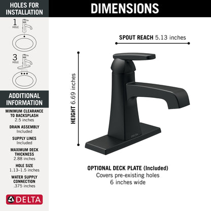Delta Ashlyn Single Handle Matte Black Bathroom Faucet
